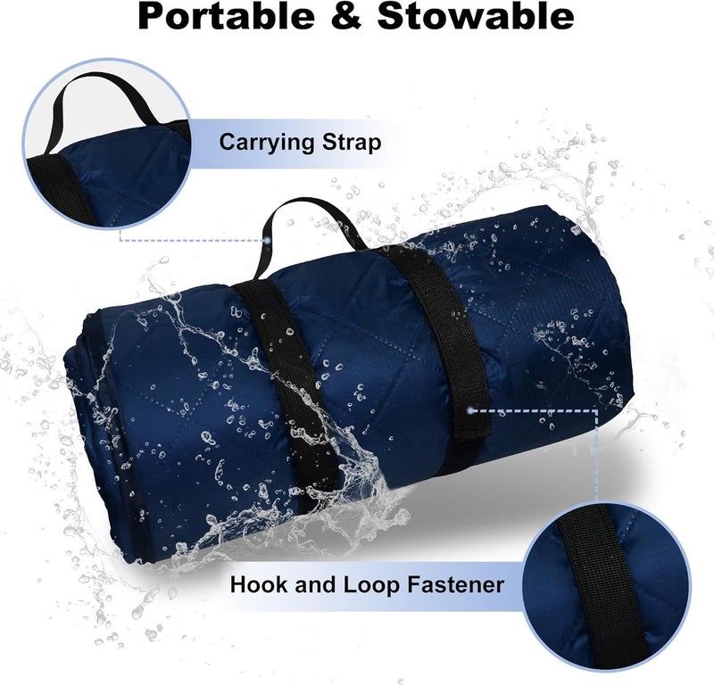 sowwon Waterproof Outdoor Blanket Packable, Stadium Blankets for Camping with Sherpa Fleece Lining, Large Windproof Emergency Throw for Garss Picnic Hiking Road Trip, Machine Washable, 82"X 55"/ 92''X 60'' - Image 5